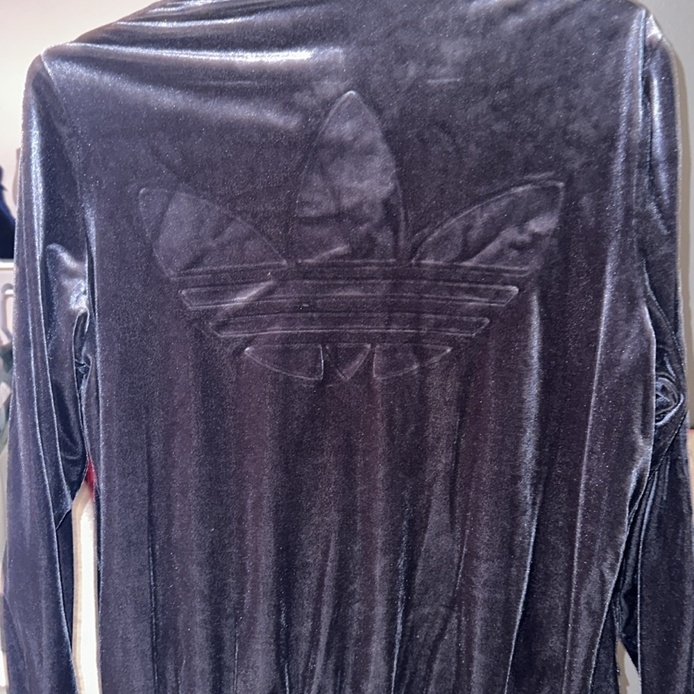 Velvet dark blue adidas women’s jacket  size large. Only warn 1. - Picture 9 of 10